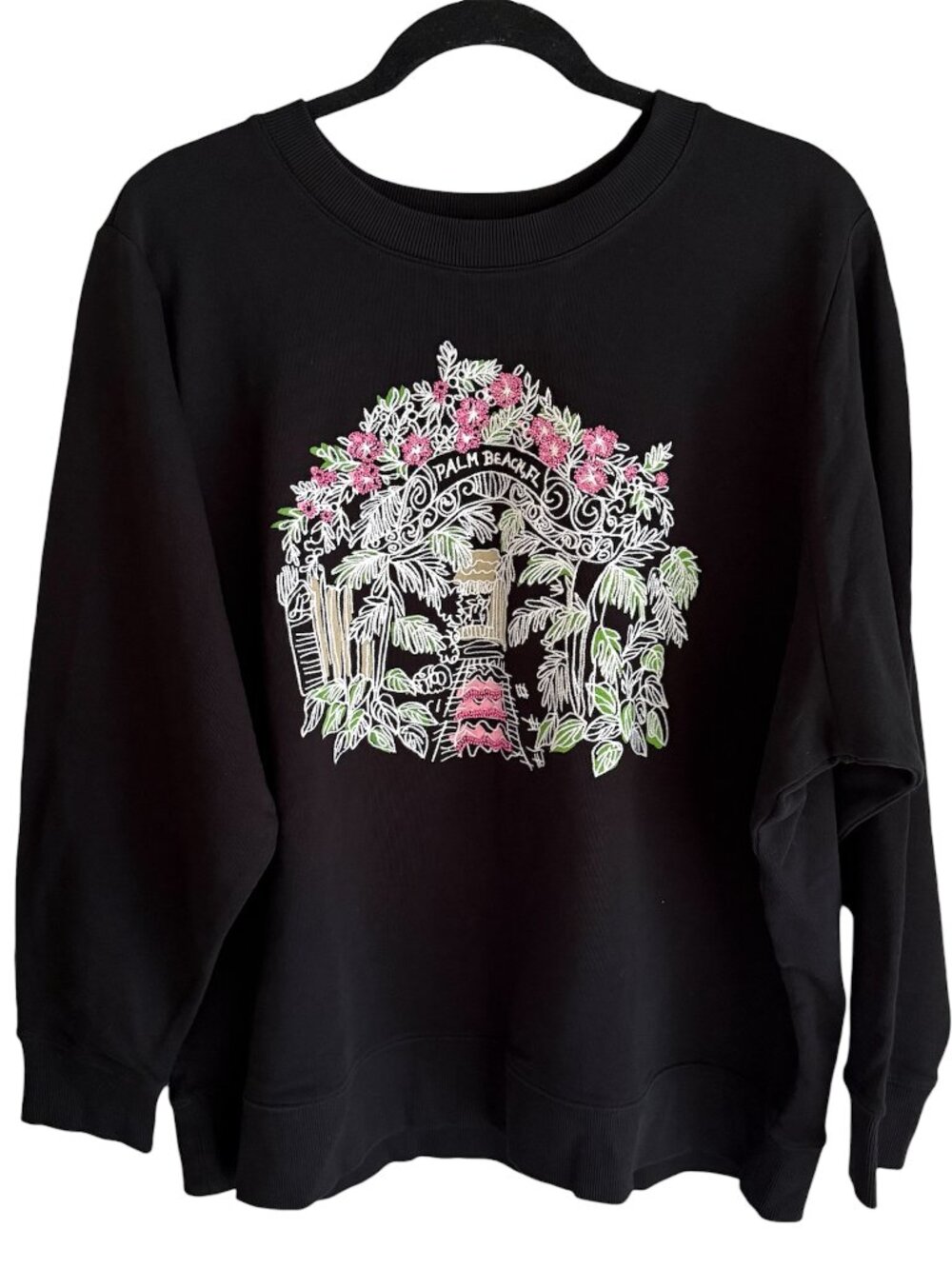 Lilly Pulitzer Ballad Sweatshirt PALM BEACH NOIR Toile Embroidery XXL NWT $128